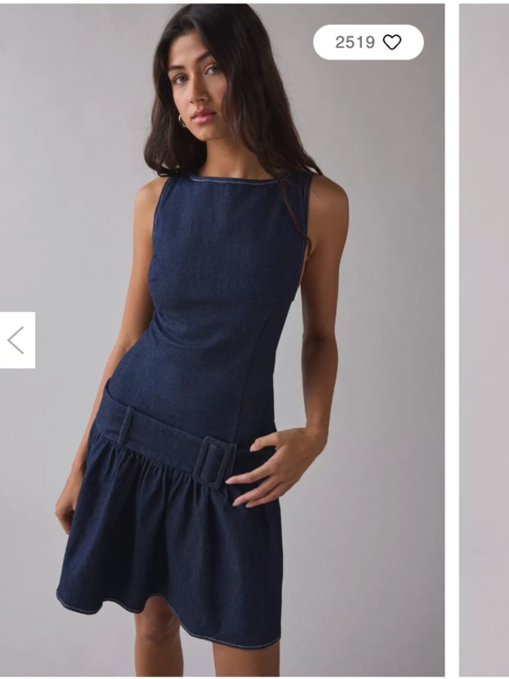 Urban Outfitters Belted Drop Waist Mini Denim Dress XS New